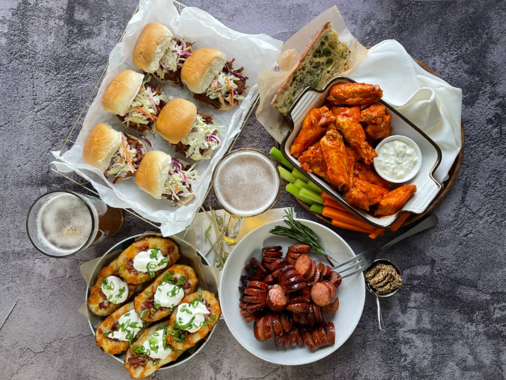 sliders wings and potato skins