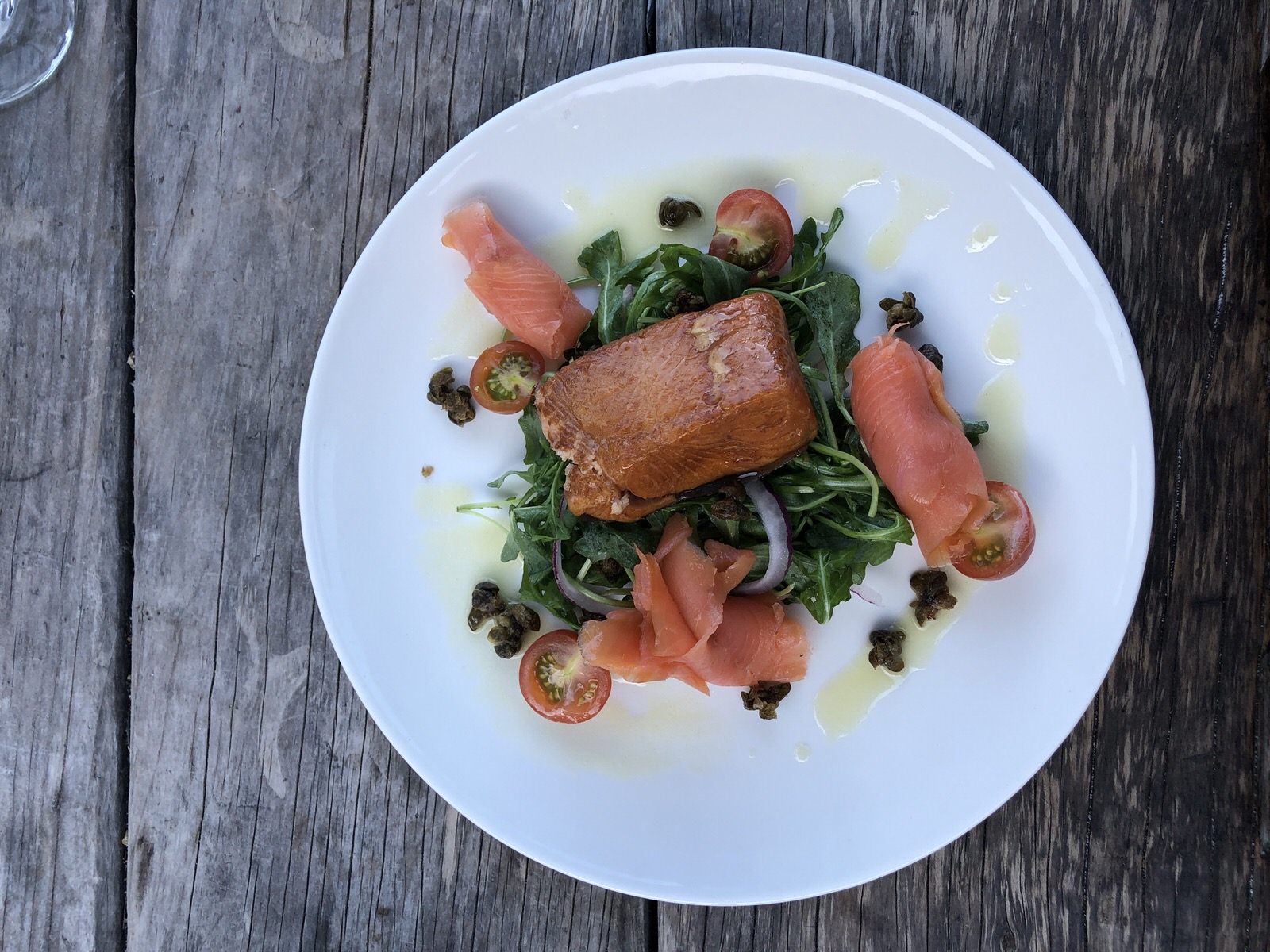 Smoked salmon dish