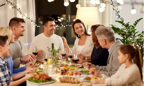 Family eating Holiday dinner