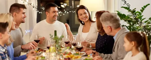 Family eating Holiday dinner