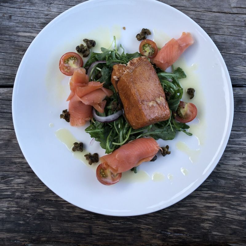 Smoked salmon dish