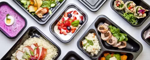 Catering lunch healthy food in containers